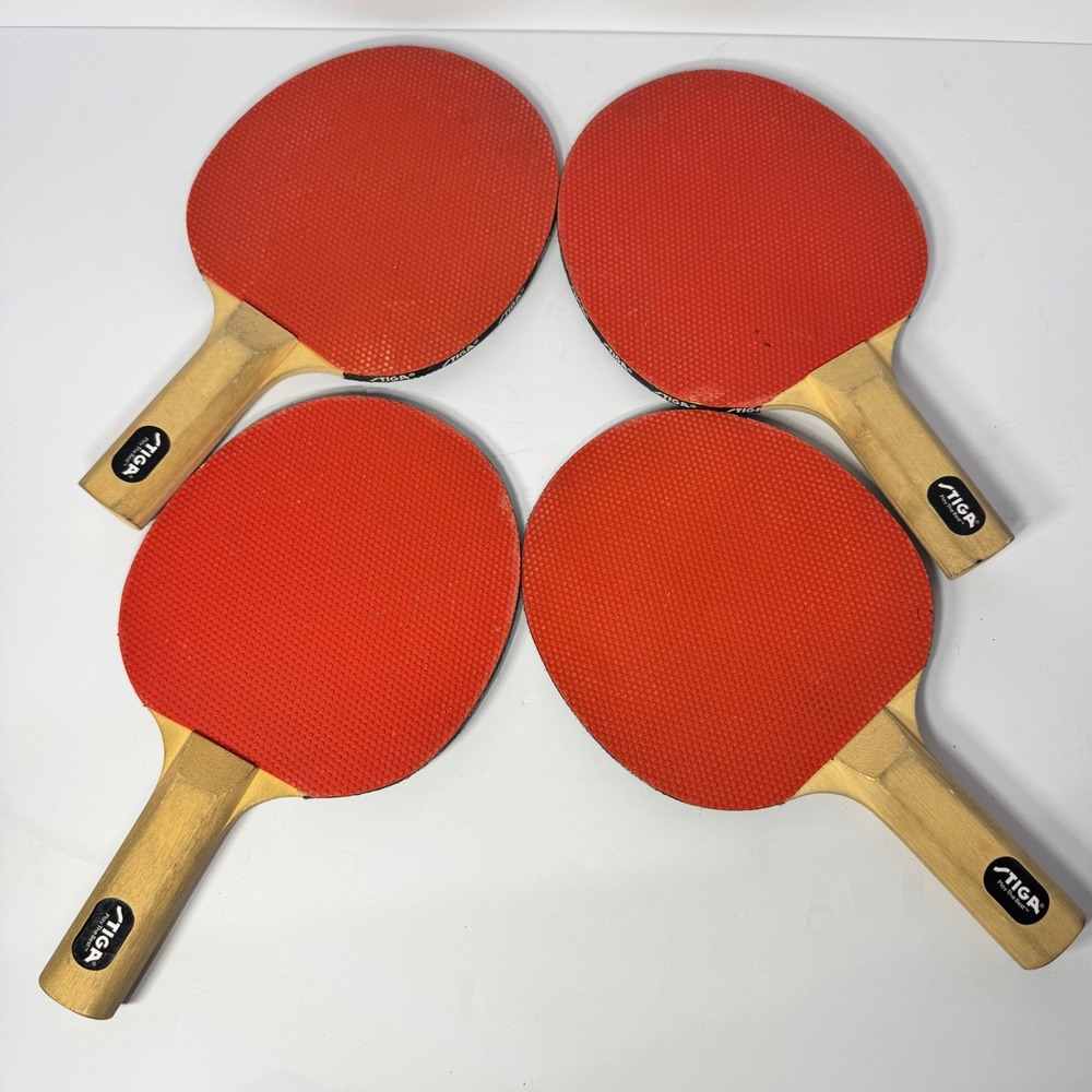 STIGA Table‎ Tennis Racket Set of 4 Ping Pong Paddles Red and Black Wood Handle